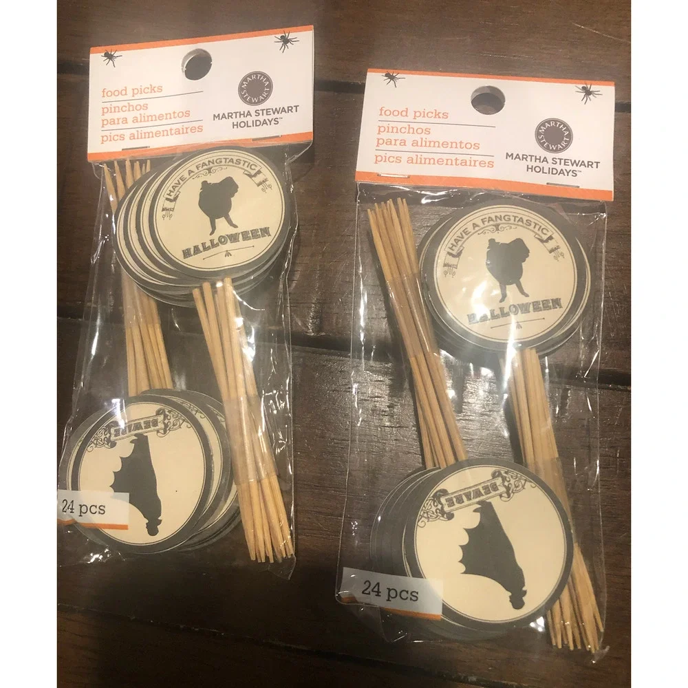 NWT MARTHA‎ STEWART Holidays Halloween Party Food Picks Cupcake Picks Toppers